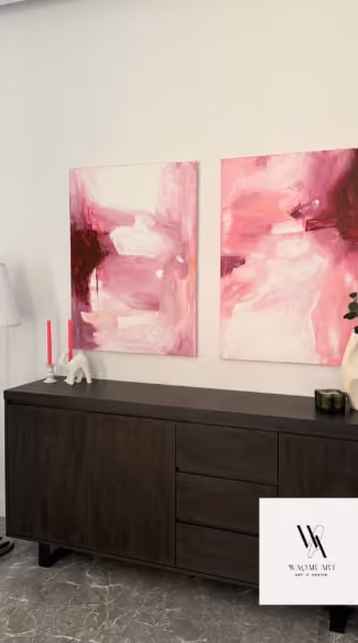 Rose Pair — أكريليك على كانفس، قطعتان, 80 × 60 cm