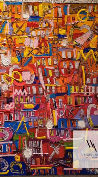 City of Colour — أكريليك ووسائط مختلطة, 120 × 120 cm